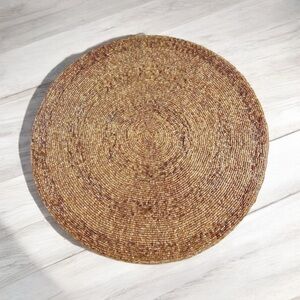 TAHARI Home 15” Round Table Charger Holiday Gold Beaded NYE Dining Centerpiece